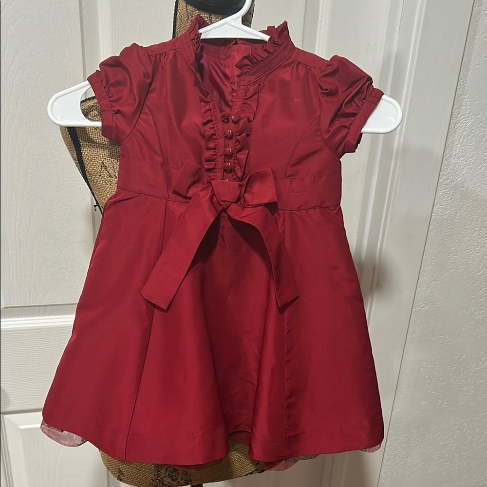 GAP Red Formal Kids Dress with Bow - Picture 2 of 5